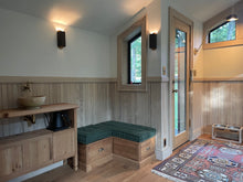 Load image into Gallery viewer, Artist studio shed, Accessory Dwelling Unit (ADU), tiny house, cottage, backyard sunhouse, outdoor guest room, living pod, meditation tea room, sunroom, black shou sugi ban, prefabricated airbnb, scandinavian home, bedroom dwelling, modern ADU cabin, zen japanese yoga space
