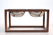 Load image into Gallery viewer, Minimalist Modern Open Cube Single, Double, Triple Elevated Dog Feeder Handmade of Solid Wood by Wake the Tree Furniture Co.