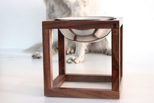 Load image into Gallery viewer, Minimalist Modern Open Cube Single, Double, Triple Elevated Dog Feeder Handmade of Solid Wood by Wake the Tree Furniture Co.