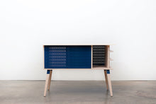 Load image into Gallery viewer, Mid-Century Modern Kitchen Island Work Station, Minimalist Prep or Utility Table with Storage Peg Boards, Shelves and Spice Rack. Handmade of Solid Wood and Powder Coated Metal. Available in Walnut, Oak or Ash with Oval or Rectangular Top. Custom Paint Colors Available.