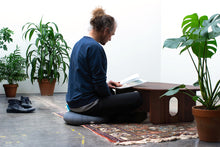 Load image into Gallery viewer, Minimalist Modern Coffee / Floor Table. Handmade of Solid Wood. Available in Walnut, Oak or Ash with Oval Top. Free USA Shipping!