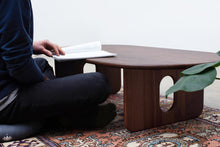 Load image into Gallery viewer, Minimalist Modern Coffee / Floor Table. Handmade of Solid Wood. Available in Walnut, Oak or Ash with Oval Top. Free USA Shipping!