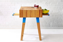 Load image into Gallery viewer, Mid-Century Modern Butcher Block Prep Station Handmade from Heart Pine End-Grain by Wake the Tree Furniture Co.