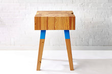 Load image into Gallery viewer, Mid-Century Modern Butcher Block Prep Station Handmade from Heart Pine End-Grain by Wake the Tree Furniture Co.