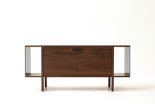 Load image into Gallery viewer, Mid-Century Modern Swing Door Credenza, Solid Wood Side Board, Minimalist Console | Wake the Tree Furniture Co.