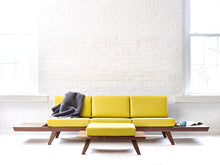 Load image into Gallery viewer, Mid-Century Modern Sofa with Side Tables, Ottoman + Custom Upholstery by Wake the Tree Furniture Co.