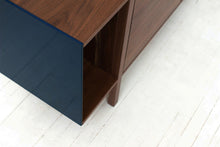 Load image into Gallery viewer, Mid-Century Modern Swing Door Credenza, Solid Wood Side Board, Minimalist Console | Wake the Tree Furniture Co.