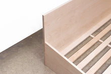 Load image into Gallery viewer, Minimal Modern Scandinavian Floor Bed, Handmade from Solid Maple | Wake the Tree Furniture Co.
