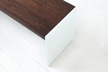 Load image into Gallery viewer, Minimalist Modern Bench Handmade of Solid Wood and Steel by Wake the Tree Furniture Co.
