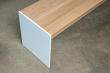 Load image into Gallery viewer, Large Minimal Modern Bench, Handcrafted from Solid Oak Wood and Powder Coated Steel by Wake the Tree Furniture Co.
