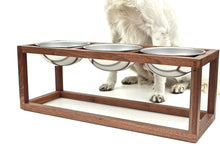 Load image into Gallery viewer, Minimalist Modern Open Cube Single, Double, Triple Elevated Dog Feeder Handmade of Solid Wood by Wake the Tree Furniture Co.