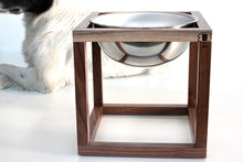 Load image into Gallery viewer, Minimalist Modern Open Cube Single, Double, Triple Elevated Dog Feeder Handmade of Solid Wood by Wake the Tree Furniture Co.