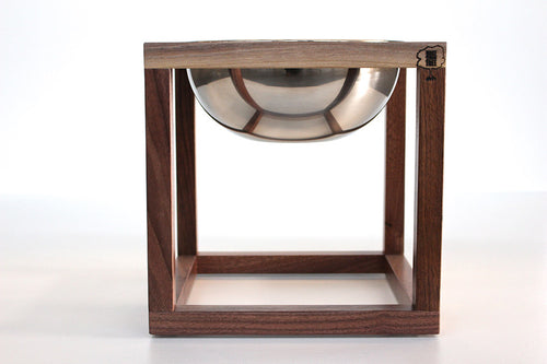 Minimalist Modern Open Cube Single, Double, Triple Elevated Dog Feeder Handmade of Solid Wood by Wake the Tree Furniture Co.
