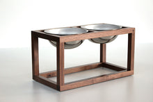 Load image into Gallery viewer, Minimalist Modern Open Cube Single, Double, Triple Elevated Dog Feeder Handmade of Solid Wood by Wake the Tree Furniture Co.