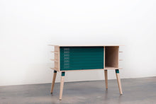 Load image into Gallery viewer, Mid-Century Modern Kitchen Island Work Station, Minimalist Prep or Utility Table with Storage Peg Boards, Shelves and Spice Rack. Handmade of Solid Wood and Powder Coated Metal. Available in Walnut, Oak or Ash with Oval or Rectangular Top. Custom Paint Colors Available.
