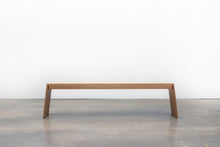 Load image into Gallery viewer, Minimalist Modern Bench with Angled Legs. Handmade of Solid Wood and Powder Coated Metal. Available in Walnut, Oak or Ash. Custom Paint Colors Available. Free USA Shipping!
