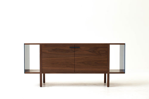 Mid-Century Modern Swing Door Credenza, Solid Wood Side Board, Minimalist Console | Wake the Tree Furniture Co.
