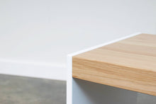 Load image into Gallery viewer, Large Minimal Modern Bench, Handcrafted from Solid Oak Wood and Powder Coated Steel by Wake the Tree Furniture Co.
