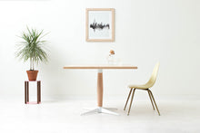 Load image into Gallery viewer, Mid-Century Danish Modern Nook Pedestal Dining Table. Handmade from Solid Wood and Powder Coated / Painted, Chrome, Copper or Brass Plated Steel by Wake the Tree Furniture Co.

