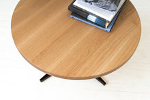 Load image into Gallery viewer, Mid-Century Danish Modern Bistro, Coffee or Cocktail Pedestal Table. Handmade from Solid Wood and Powder Coated / Painted, Chrome, Copper or Brass Plated Steel by Wake the Tree Furniture Co.
