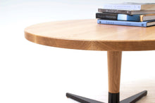 Load image into Gallery viewer, Mid-Century Danish Modern Bistro, Coffee or Cocktail Pedestal Table. Handmade from Solid Wood and Powder Coated / Painted, Chrome, Copper or Brass Plated Steel by Wake the Tree Furniture Co.
