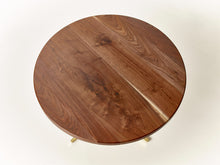 Load image into Gallery viewer, Mid-Century Danish Modern Bistro, Coffee or Cocktail Pedestal Table. Handmade from Solid Wood and Powder Coated / Painted, Chrome, Copper or Brass Plated Steel by Wake the Tree Furniture Co.

